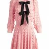 Alice + Olivia Kitty Bow Front Sweater Dress Pink Black