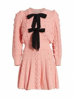 Alice + Olivia Kitty Bow Front Sweater Dress Pink Black -ALICE + OLIVIA Sales unnamed file 1024