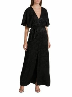 Alice + Olivia Davida Belted Satin Jacquard Maxi Dress -ALICE + OLIVIA Sales unnamed file 1053