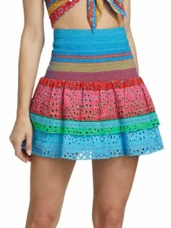 Alice + Olivia Bethie Smocked Cotton Tiered Mini Skirt -ALICE + OLIVIA Sales unnamed file 1122