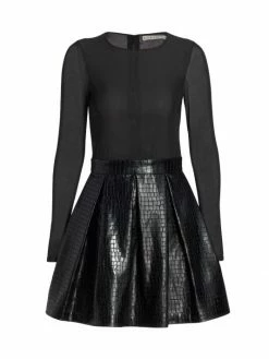 Alice + Olivia Chara Vegan Leather Party Dress