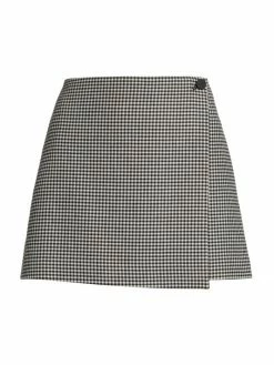 Alice + Olivia Renna Houndstooth Wrap Miniskirt