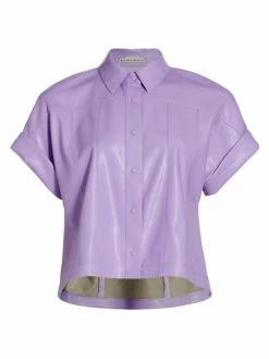 Alice + Olivia Edyth Vegan Leather Shirt