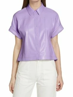 Alice + Olivia Edyth Vegan Leather Shirt -ALICE + OLIVIA Sales unnamed file 1164