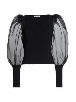 Alice + Olivia Abella Puff-Sleeve Top