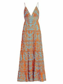 Alice + Olivia Karolina Plunge V-Neck Cutout Maxi Dress