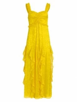 Alice + Olivia Empire-Waist Jacquard Godet Dress