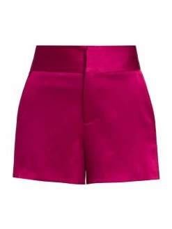 Alice + Olivia Cady High-Waist Satin Shorts