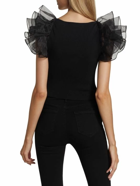 Alice + Olivia Merida Ruffle-Sleeve Crop Top 5 Alice + Olivia Merida Ruffle-Sleeve Crop Top - Image 5