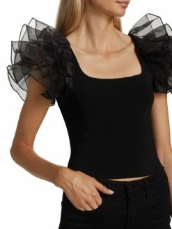 Alice + Olivia Merida Ruffle-Sleeve Crop Top 12 Alice + Olivia Merida Ruffle-Sleeve Crop Top -ALICE + OLIVIA Sales unnamed file 1532