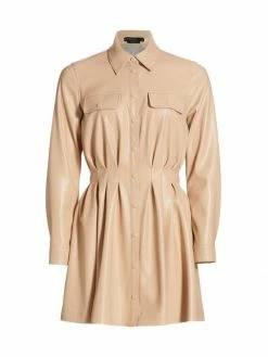 Alice + Olivia Malina Vegan Leather Shirtdress Almond -ALICE + OLIVIA Sales unnamed file 1536