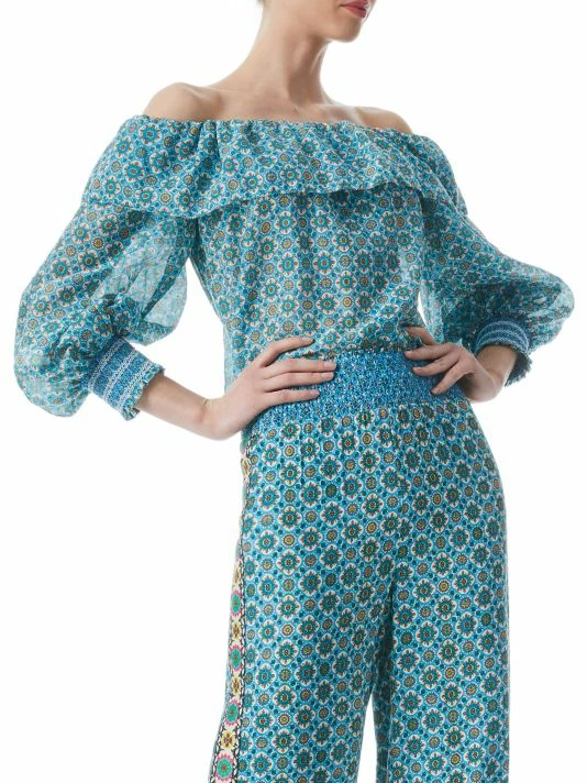 Alice + Olivia Alta Ruffled Silk-Blend Blouse 4 Alice + Olivia Alta Ruffled Silk-Blend Blouse - Image 4