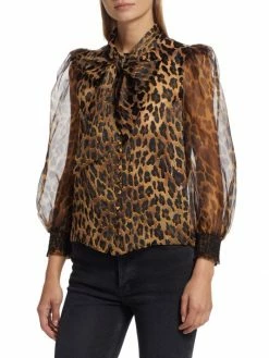 Alice + Olivia Brentley Leopard-Print Tie-Neck Blouse 10 Alice + Olivia Brentley Leopard-Print Tie-Neck Blouse -ALICE + OLIVIA Sales unnamed file 1631