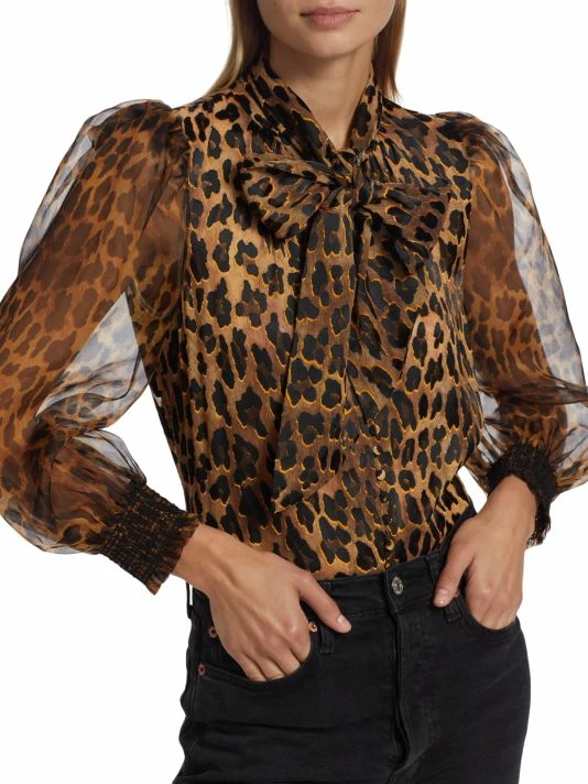Alice + Olivia Brentley Leopard-Print Tie-Neck Blouse 6 Alice + Olivia Brentley Leopard-Print Tie-Neck Blouse - Image 6