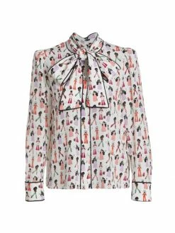 Alice + Olivia Jeannie Tieneck Silk Blouse