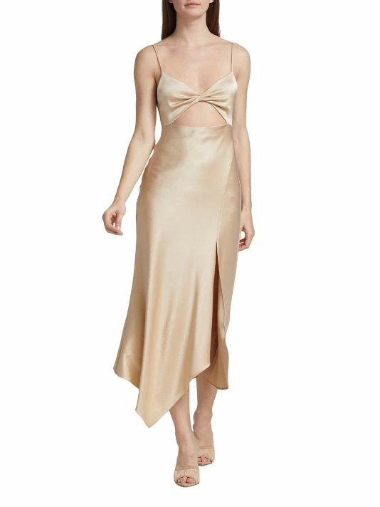 Alice + Olivia Harmony Twist Asymmetric Midi-Dress Black 2 Alice + Olivia Harmony Twist Asymmetric Midi-Dress Black - Image 2