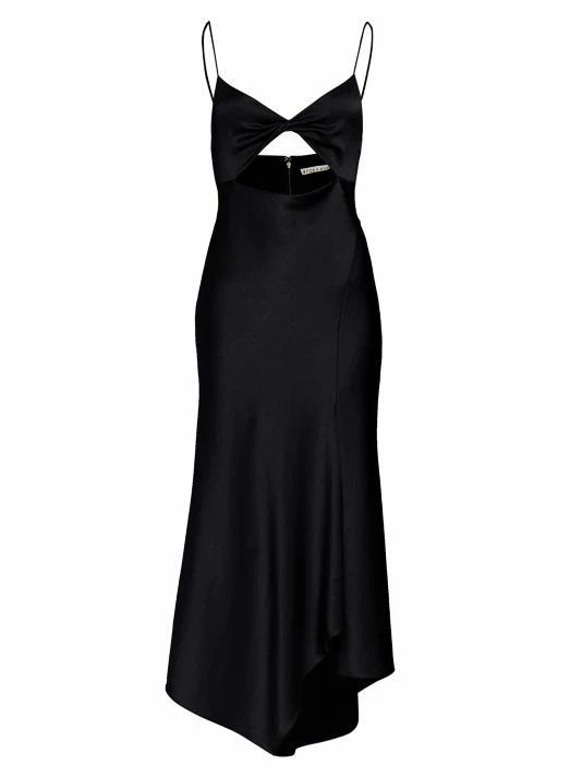 Alice + Olivia Harmony Twist Asymmetric Midi-Dress Black 3 Alice + Olivia Harmony Twist Asymmetric Midi-Dress Black - Image 3
