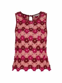 Alice + Olivia Reva Flower Crochet Shell Top