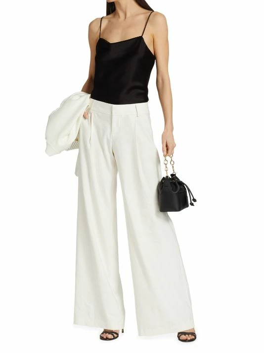 Alice + Olivia Harmon Draped Satin Tank Top Off White 2 Alice + Olivia Harmon Draped Satin Tank Top Off White - Image 2