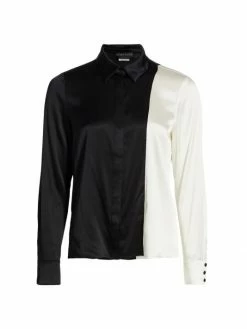 Alice + Olivia Willa Combo Silk Shirt