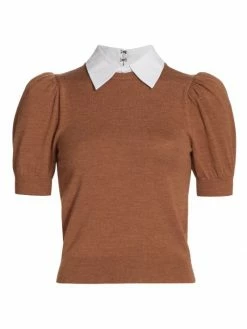 Alice + Olivia Chase Puff-Sleeve Sweater Black White -ALICE + OLIVIA Sales unnamed file 1770