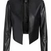 Alice + Olivia Harvey Open Leather Jacket Black