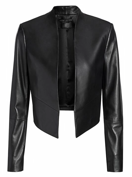 Alice + Olivia Harvey Open Leather Jacket Black 1 Alice + Olivia Harvey Open Leather Jacket Black