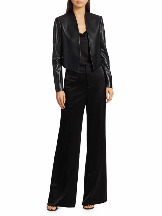 Alice + Olivia Harvey Open Leather Jacket Black 2 Alice + Olivia Harvey Open Leather Jacket Black - Image 2