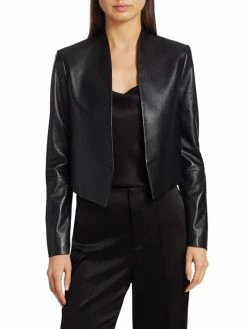 Alice + Olivia Harvey Open Leather Jacket Black 10 Alice + Olivia Harvey Open Leather Jacket Black -ALICE + OLIVIA Sales unnamed file 1774