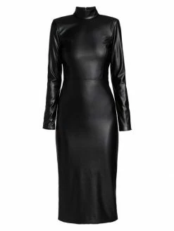 Alice + Olivia Delora Vegan Leather Bodycon Midi Dress