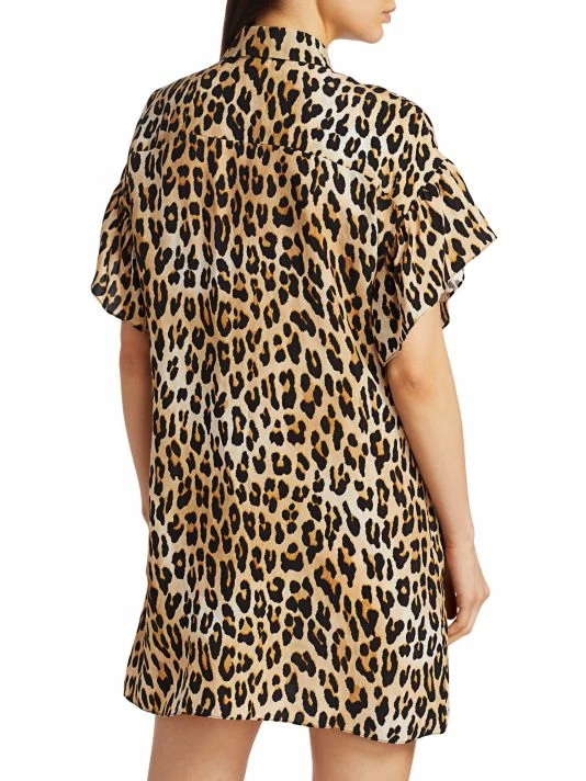 Alice + Olivia Jude Ruffle-Sleeve Leopard Shirtdress 5 Alice + Olivia Jude Ruffle-Sleeve Leopard Shirtdress - Image 5