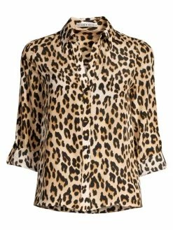 Alice + Olivia Eloise Leopard Print Silk Blouse