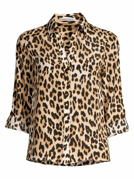 Alice + Olivia Eloise Leopard Print Silk Blouse 1 Alice + Olivia Eloise Leopard Print Silk Blouse