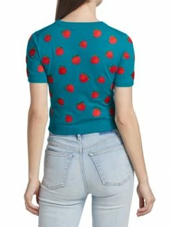 Alice + Olivia Ciara Embroidered Strawberry Cropped Sweater 11 Alice + Olivia Ciara Embroidered Strawberry Cropped Sweater -ALICE + OLIVIA Sales unnamed file 185