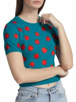 Alice + Olivia Ciara Embroidered Strawberry Cropped Sweater 12 Alice + Olivia Ciara Embroidered Strawberry Cropped Sweater -ALICE + OLIVIA Sales unnamed file 186