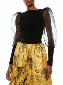 Alice + Olivia Abella Tulle Puff-Sleeve Blouse -ALICE + OLIVIA Sales unnamed file 1879