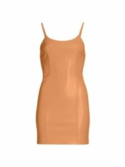 Alice + Olivia Nelle Vegan Leather Mini Slipdress Camel -ALICE + OLIVIA Sales unnamed file 1947