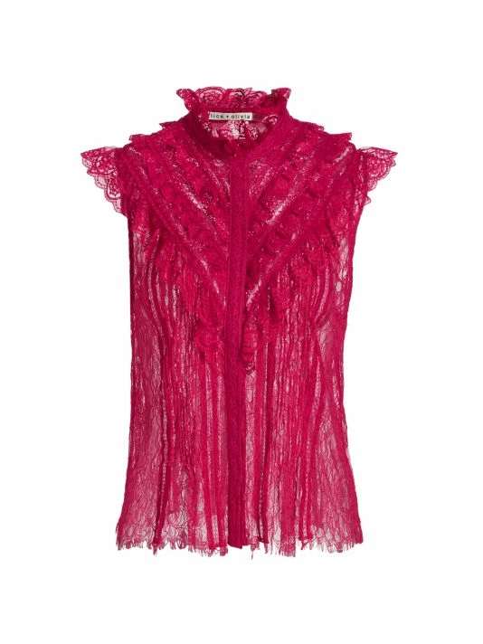 Alice + Olivia Rheba Ruffled-Yoke Lace Top 1 Alice + Olivia Rheba Ruffled-Yoke Lace Top