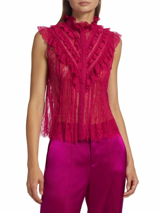 Alice + Olivia Rheba Ruffled-Yoke Lace Top 3 Alice + Olivia Rheba Ruffled-Yoke Lace Top - Image 3
