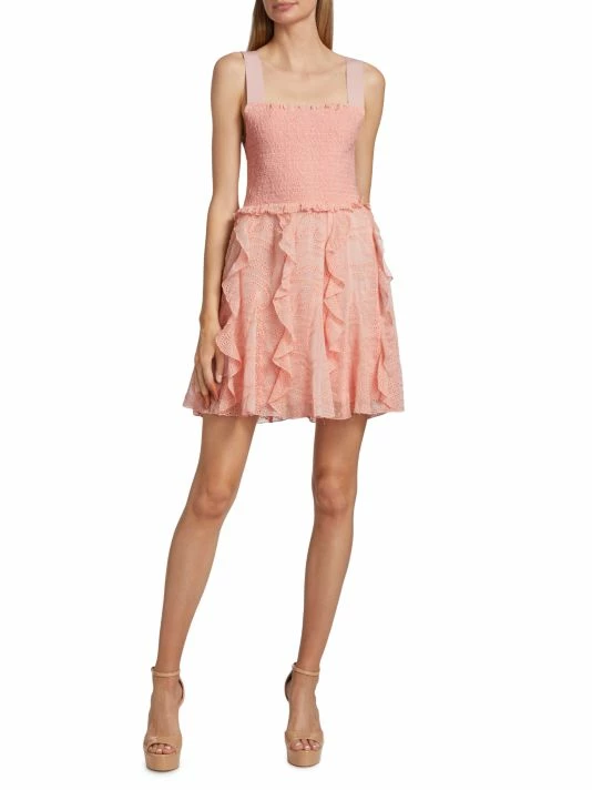 Alice + Olivia Jocelyn Eyelet Ruffle Minidress 2 Alice + Olivia Jocelyn Eyelet Ruffle Minidress - Image 2
