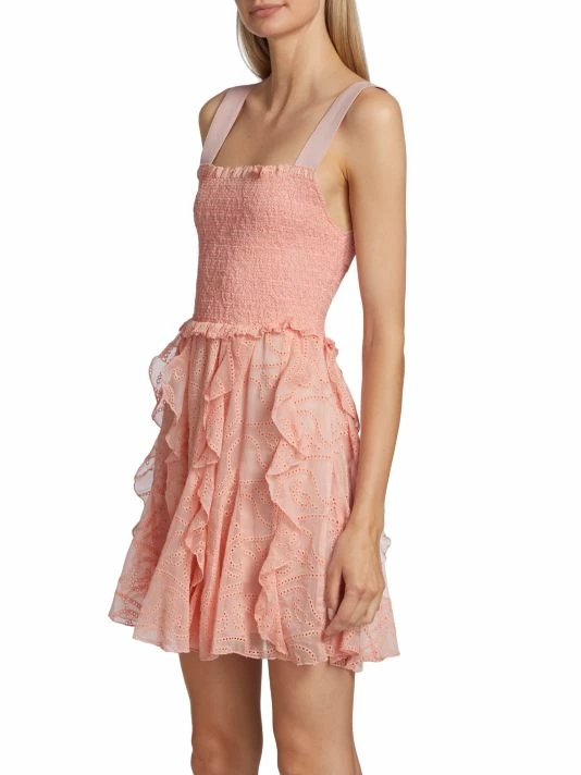 Alice + Olivia Jocelyn Eyelet Ruffle Minidress 4 Alice + Olivia Jocelyn Eyelet Ruffle Minidress - Image 4