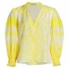 Alice + Olivia Serena Cotton-Silk Bishop Sleeve Blouse