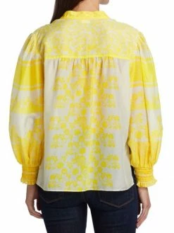 Alice + Olivia Serena Cotton-Silk Bishop Sleeve Blouse -ALICE + OLIVIA Sales unnamed file 2099