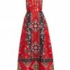 Alice + Olivia Pam Embroidered Satin Maxi Dress