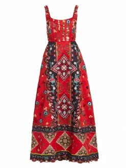 Alice + Olivia Pam Embroidered Satin Maxi Dress