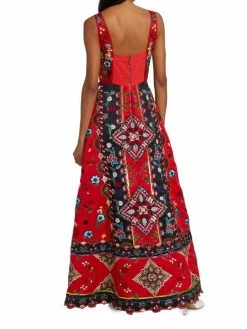 Alice + Olivia Pam Embroidered Satin Maxi Dress -ALICE + OLIVIA Sales unnamed file 2106