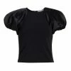 Alice + Olivia Cici Raglan Puff Sleeve Top Black