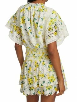 Alice + Olivia Tabitha Eyelet Flutter-Sleeve Blouse -ALICE + OLIVIA Sales unnamed file 2212