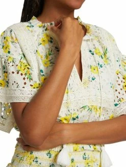 Alice + Olivia Tabitha Eyelet Flutter-Sleeve Blouse -ALICE + OLIVIA Sales unnamed file 2213