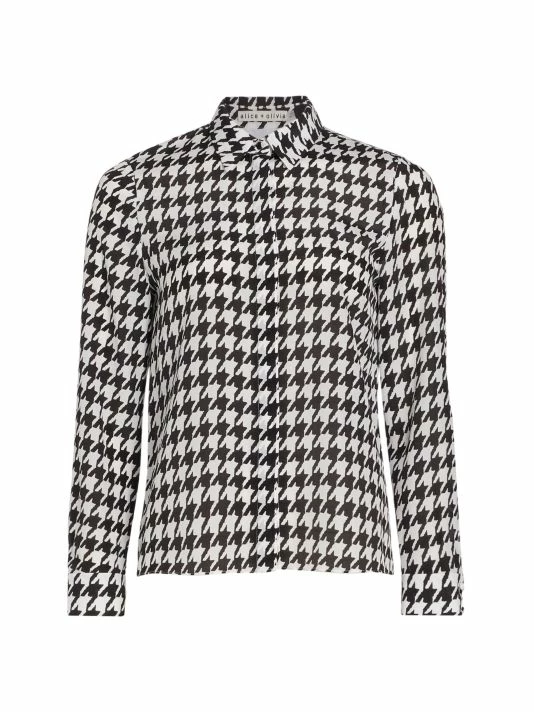 Alice + Olivia Willa Houndstooth Print Blouse 1 Alice + Olivia Willa Houndstooth Print Blouse